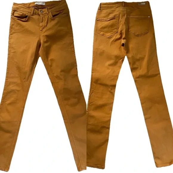 ZARA Basic Department Z1975 Denim Mustard SKINNY Stretch JEANS Size 4 - Picture 3 of 11